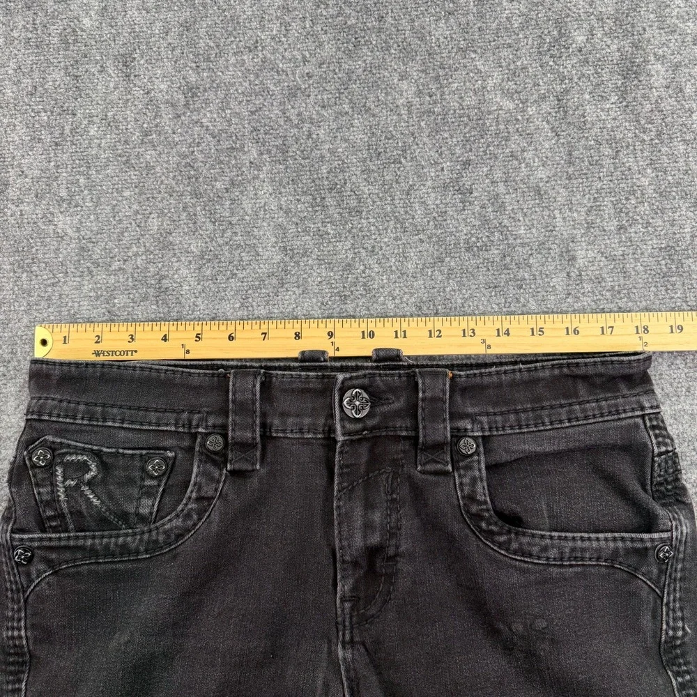 Rock Revival Jeans Mens 34 (Fits 36x30) Faded Black Triton Slim Straight Stretch